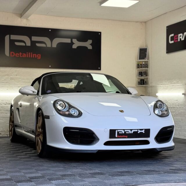 Porsche Boxster Spyder with gloss turned up to the max. Ahead of Ceramic Coating we carried out our 'Level 1 Paint Enhancement Detail' to refine the paint surface, remove minor scratches and swirls and improve gloss. Ceramic Pro 9h was then applied to protect and enhance the paintwork. Seats were also ceramic coated and the soft top treated with Ceramic Pro Textile. .....#parxdetailing #detailing #ceramiccoating #porsche #porscheboxster #porschespyder #softtop #summertime #detailingsussex #gloss #backtonew #transformation #cuckfield